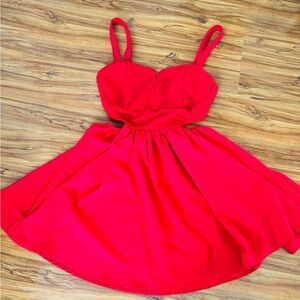 Ladies Red-side cut out mini dress